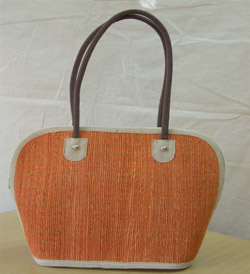 Curve Bag (Orange with Brown Handles)